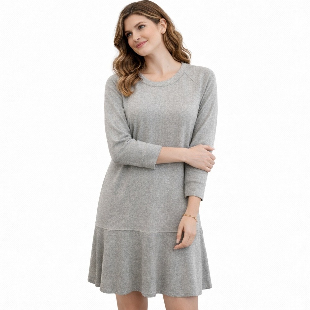 CAbi Women's Size XS Grey Flashdance Sweater Long Sleeve Flounce Dress